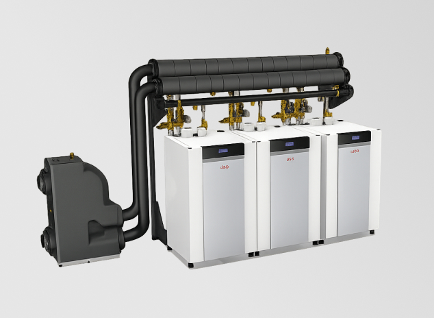Каскад TRIGON® L PLUS — 3 котли в ряд з гідравлічним розділювачем